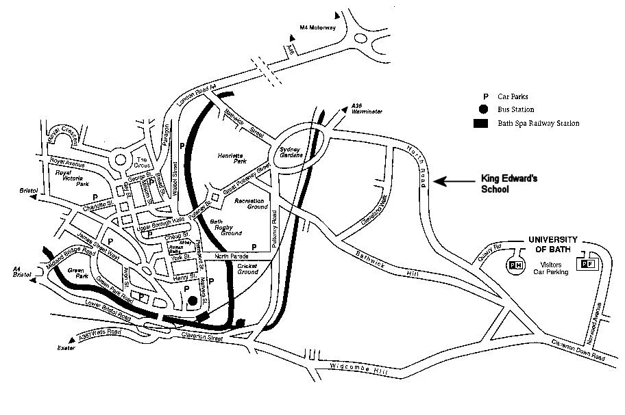 Map showing the Wroughton Theatre, King Edward's School